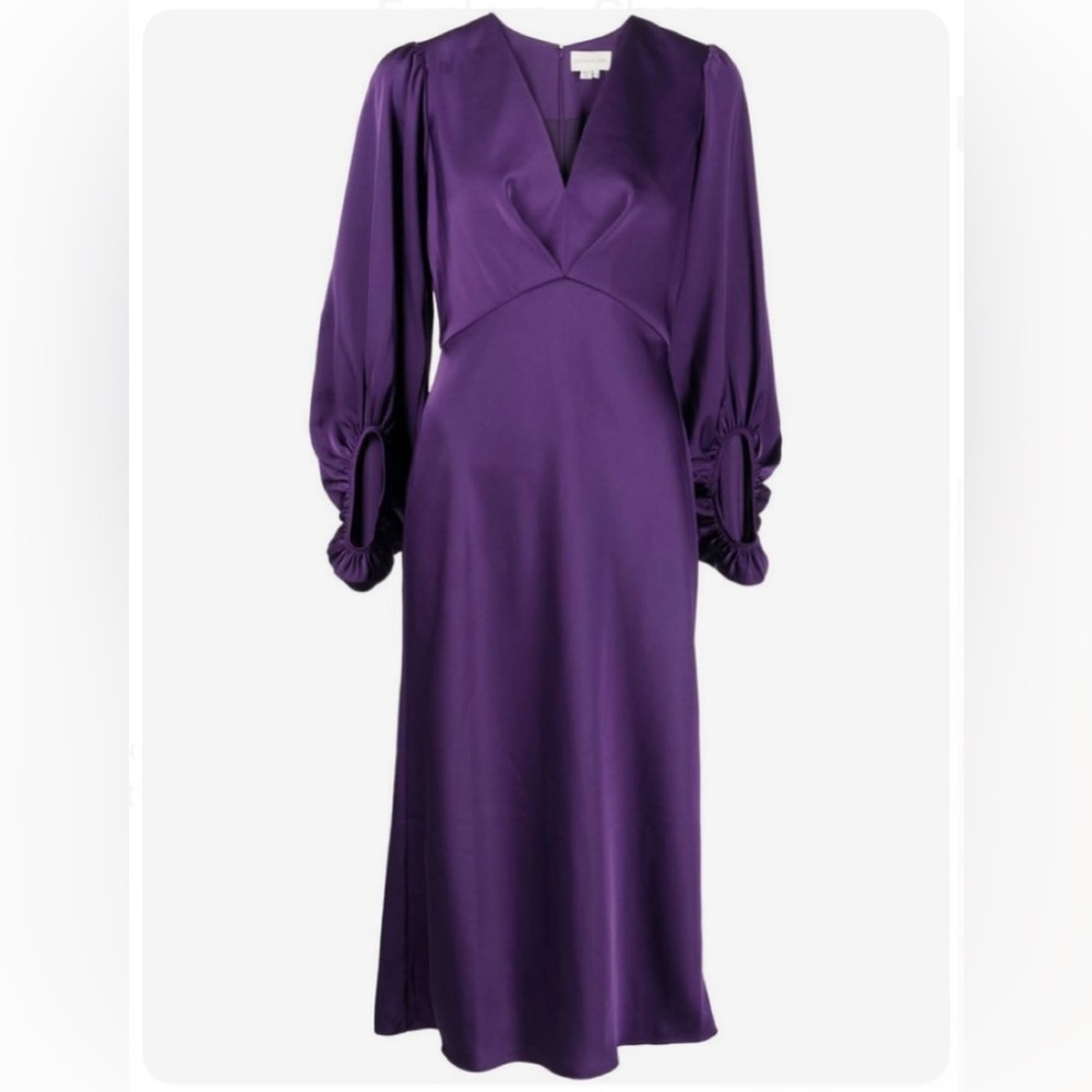 Sachin & Babi Womens Purple Below The Knee Long Sleeve Dress Cocktail Dress Sz 6 - Picture 6 of 11